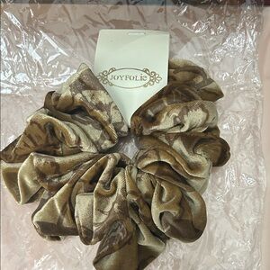 Joyfolie Tan and Brown Velvet Scrunchie